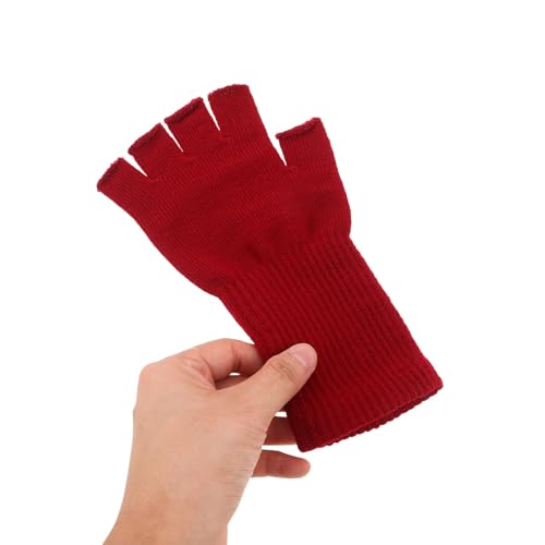 Guantes de medio dedo para usar el móvil en invierno, pack de 4 pares de punto elástico 3
