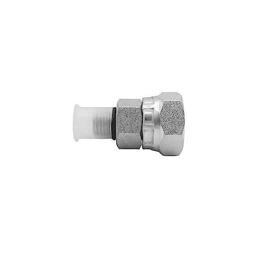 Image of (2-PACK) 6900-04-06-O Hydraulic Hose Adapter Fitting 1 /4 inch Male O-Ring Boss (7 /16 inch-20UNF)x3 /8 inch NPSM Female Pipe Swivel (3 /8 inch-18NPSM) SAE Straight Pipe Joints Tube Connector Carbon Steel