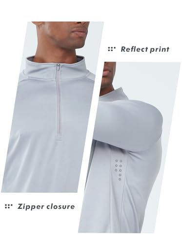 Image of NORTHYARD Men's Quarter Zip Pullover Athletic Running Shirt Long Sleeve | 1 /4 Zip Top, Quick Dry Lightweight, Moisture Wicking Breathable, Reflective Strips, Performance Workout Gym, Hiking Sports