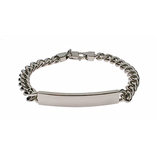 Eve's Addiction Custom Engraved Stainless Steel Men's Id Bracelet, 8.5 Inches Long - Personalized Name Bracelets For Men - Men's Curb Link Bracelets - Gifs For Dad #TOP12