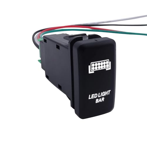 WeiSen LED Light Bar Symbol Push Button White Backlight ON-Off Switch with Connector Wire Kit Compatible with Toyota Tacoma Tundra 4Runner etc