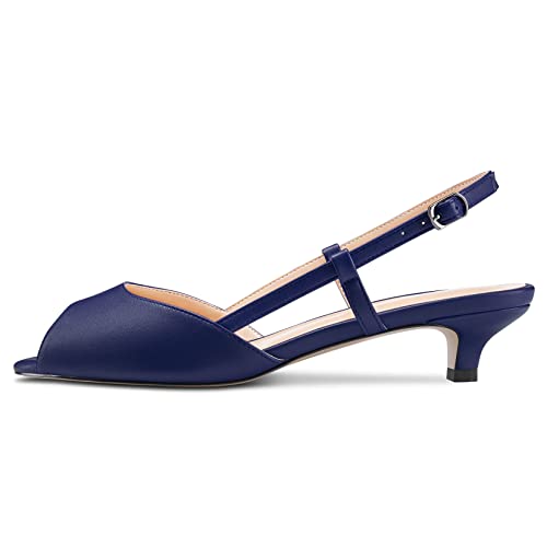 Aachcol Women Pumps Peep Open Toe Ankle Strap Slingback Kitten Low Heel Dress Shoes Sandals Matte Office Wedding Shopping 1.5 Inch2