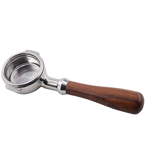 Genérico Cuchara medidora 58mm de Acero Inoxidable de la máquina de café sin Base Soporte café refrescos manija Cuchara de café Mango de Madera