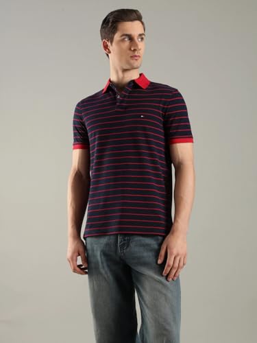 Image of Tommy Hilfiger Solid Regular fit Cotton Polo t-Shirt