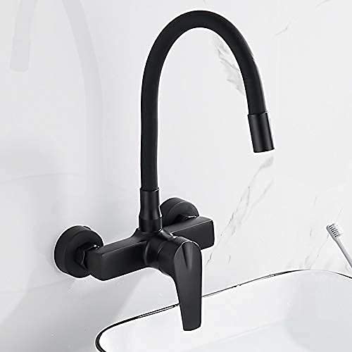 Mitigeur d'évier de lavabo cascade robinet de cuisine rotatif mural - 2