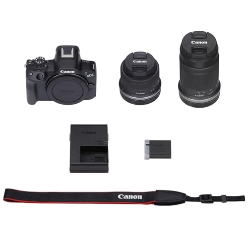 Image of Canon EOS R50 Mirrorless Camera 2-Lens Kit (18-45mm + 55-210mm is STM) | Beach Camera USA Warranty | Authorized Dealer | Sandisk 128GB Memory Card + Deco Camera Bag + Photography Guide