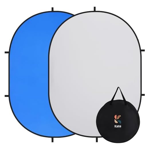 Kate Fondale pieghevole Pop Up Background Double-Sided Blu e Grigio Schermo pieghevole per la fotografia, il gioco e il live streaming (5'x6.5', 1.5x2m, Blu/Grigio)