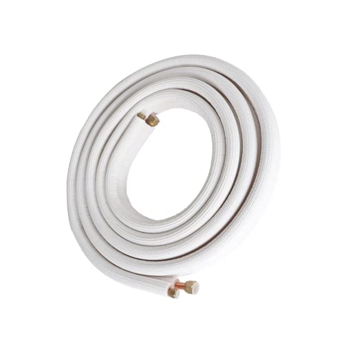 kimllier Manguera de cobre para aire acondicionado de 16 pies, 1/4 pulgadas y 1/2 pulgadas, manguera de cobre aislada, para aire acondicionado mini split