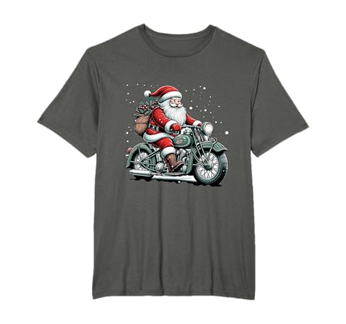 Funny Christmas Apparel for Motorbike Fans: Weihnachtsmann auf...