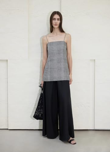 Palazzo Pants for Women - Wide Leg Flowy Dress Pants - Elastic Stretch Waist Womens Wide A-line Culottes with Pockets4