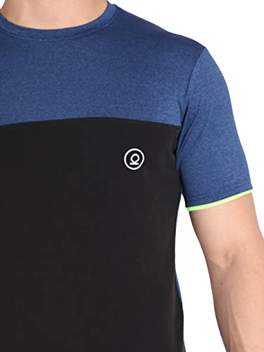 Image of CHKOKKO Men's Round Neck Gym T-Shirt Blue Black Neon XL