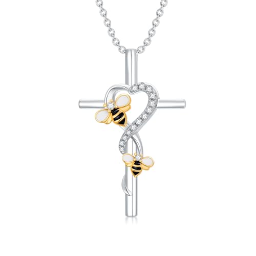 Cross Necklace for Women 925 Sterling Silver Cross Pendant Necklace Animal Jewelry Christmas Gifts for Women Mother Grandma