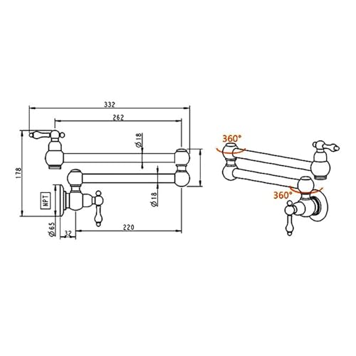 Robinet cuisine mural eau froide avec douchette extractible - 3