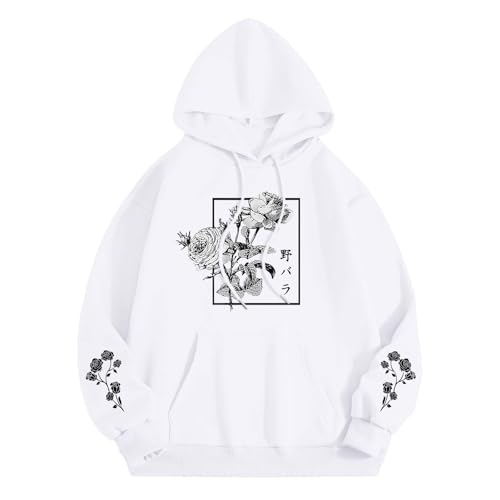 Sweat à capuche motif rose japonais un style urbain unique pour femme