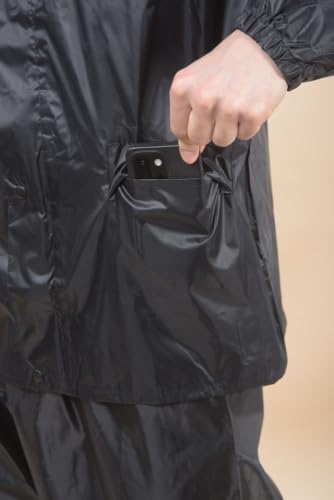 Image of Dollar Men's Waterproof PVC Raincoat Set | Zipper & Button Closure | Hood & Pocket | Full Sleeve Jacket Pant Rainwear Suit | Lightweight Leakproof Rain Protection for Outdoor, Biking, Riding