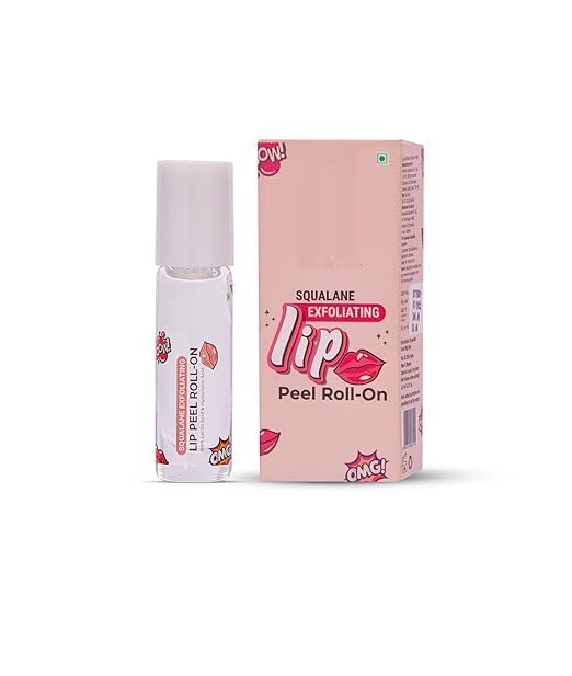 Spanish Squalane Lip Peel Roll-on with lactic acid & acid |Squalane exfoliating lip peel for soft & glossy lips | Hydrating dry & flaky lips |Women & Men's | 6 ml (Transparent)