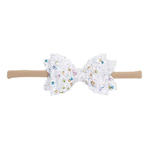 Nishine Baby Mädchen Nylon-Stirnbänder und Schleifen Kleinkind Glitzer Schleife Haarbänder Neugeborene Haarschmuck Geschenk Party Dusche - - Normal
