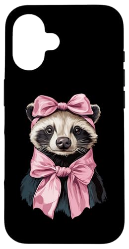 Coquette Bow Honey Badger Ratel Girl Mom Mother's Day Pink Carcasa para iPhone 16