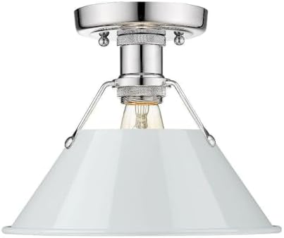 Chrome Flush Mount with Dusky Blue by Golden Lighting