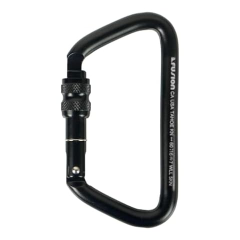 Screw Locking Carabiner 60KN - Fusion Climb® Tahoe - Professional Rock Climbing Carabiner - Heavy Duty Steel Clip - Screw Locking Carabiner for Climbing, Rappelling, D Shaped - UIAA ANSI Compliant Cover
