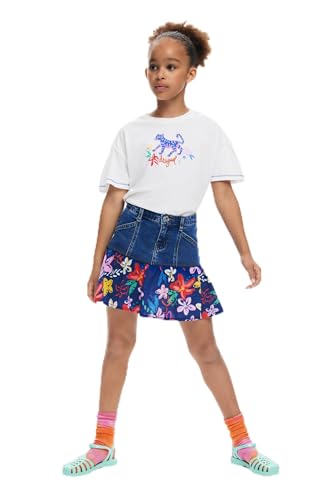 Falda Desigual Skirt_May niñas en tejido de algodón multicolor con cintura elástica