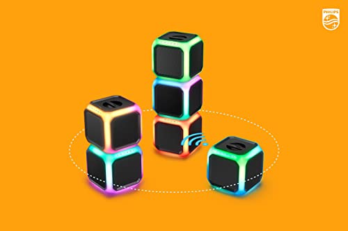 Philips X7207 Bluetooth Party Cube Speaker With 360° Party Lights - Link Up To 50 Speakers, Black #TOP7