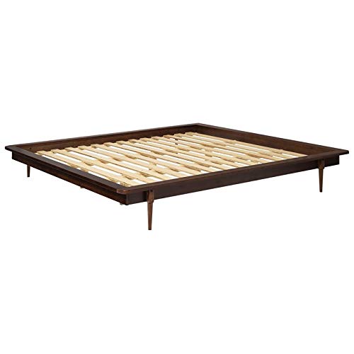 Walker Edison Mid Century Modern Solid Wood Platform Bed Headboard Footboard Bed Frame Bedroom, King, Walnut #TOP11