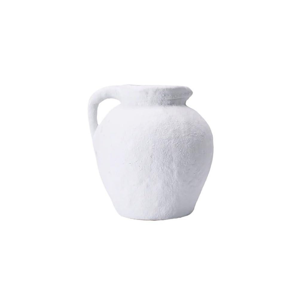 flower vase White Ceramic Vase with Handle Living Room Flower Arrangement Furniture Decoration