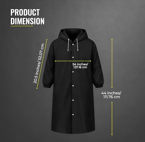Image of Unisex Hooded Raincoat, Waterproof Long Rain Jacket, Multiple Colours, Reusable