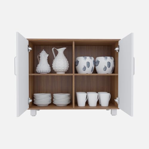 Image of NEUDOT Ronald Filo 2 Door Multipurpose Cabine | Engineered Wood | Bookshelf | Organiser | Cupboard | Almari | Wardrobe for Home | Kitchen | Office | Living Room | 12 Month Warranty | Leon Teak