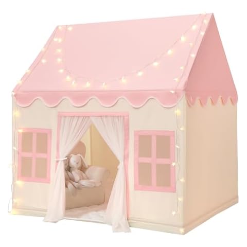 Wilwolfer Play Tent for Kids Indoor - Kids Play Tent Indoor Toddlers Play Tent Large Toddler Tent for Kids Toy House Birthday Gift for Boys & Girls Playroom Decor (Pink Playhouse) Cover