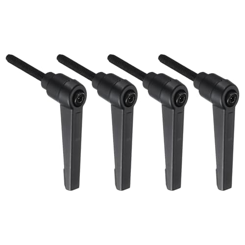 Image of uxcell 4pcs Lever Adjustable Handles M5 x 32mm Metric Male Thread with Nuts Washers, Level Clamping Handle Set Hand Stud Knobs Rotating Screw Handles Bolts with Locking Lever, Black