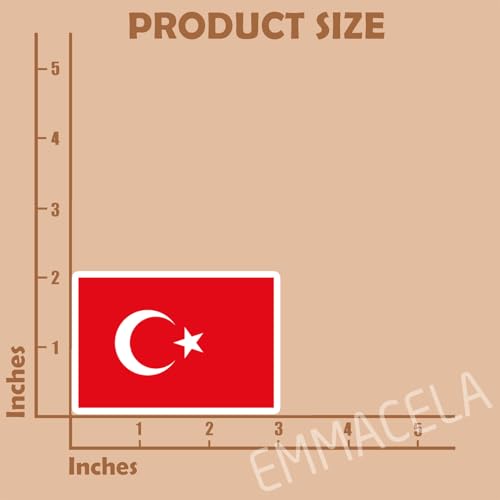 Image of (3PCS) Turkey Flag stickers, Countries Flag Stickers - Waterproof Vinyl Decals For Laptops, Tumblers, Water Bottles, Books, Scrapbooks, Size 3 x 2 Inch