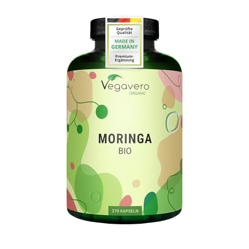 Bio Moringa Kapseln vegan 1800 mg/Tag - 270 Stück für 90 Tage ohne Zusätze - laborgeprüfte Moringa Oleifera Kapseln aus deutscher Produktion - Moringa Tabletten von Vegavero