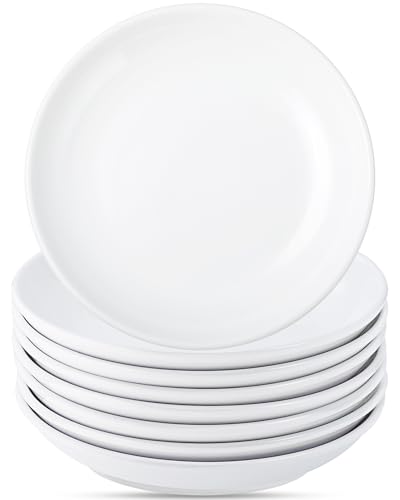 Enjamyo 8 Pieces Appetizer Plates, Dessert Plates, 6 Inch, Round, White
