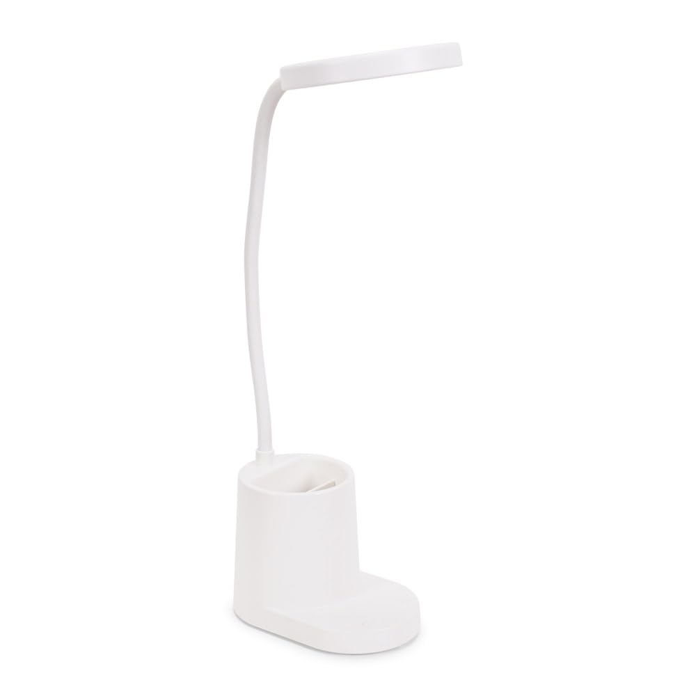 ValueLights | White Rechargeable Goose Neck Dimmable Desk Lamp with Pen Holder Dimmable Flexible Reading Task Light | Table Lamps, Home Décor & Improvement Essential