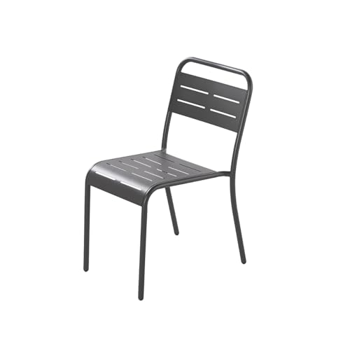 CONCEPT USINE | Lot de 6 Chaises de Jardin | Design Métal BERGAME Gris | Chaises Extérieur Empilables | Structure Acier Robuste | Traitement Anti-UV |...