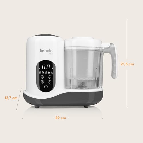 LIONELO BABYMENU Wielofunkcyjny Robot Kuchenny do Przyrządzania Posiłku dla Niemowląt 300 4 Programy Gotowanie na Parze, Blendowanie Podgrzewanie Rozmrażanie, Przepisy on-line