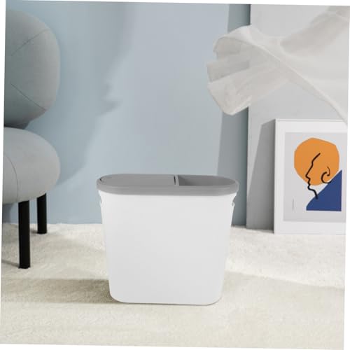 Caneca de basura rectangular blanca de plástico con tapa miniatura 7