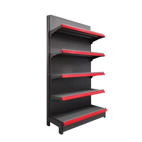 5 Tier Black/White Single Side Commercial Display Rack Industrial Grade Made, Supermarket Shelf Display Rack, Suitable for Retail Convenience Grocery Office Supply or Liquor Stores(Grizzly,120x43x165c