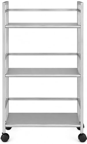 Image of WINSTAR Metal Rolling Trolley with Lockable Wheels | Heavy Duty Multifunctional Metal Frame Cart | Ideal for Home, Kitchen, Bathroom and Office Storage | (Silver, 3-Tier)