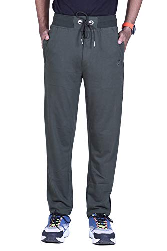 MARK LOUIIS Track Pants for Men: Regular Fit Cotton Blend Lower with 2 Side Zipper Pockets, Back Pocket - Your Go-to for Running, Gym, and Comfortable Style. Green