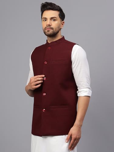 Image of LATEST CHIKAN Men's Traditional Tweed Cotton Checkred Premium Nehru Jacket /Waistcoat
