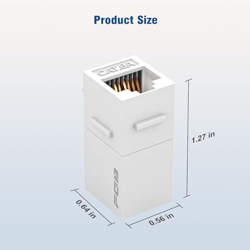 Image of FGB 10 Gbps CAT6A RJ45 Keystone Coupler 25-Pack, Ethernet Keystone Jack, Ethernet Coupler Female to Female UTP for Cat6a /Cat6 /Cat5e /Cat5, White