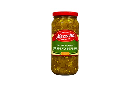 Mezzetta Diced Tamed Jalapeno Peppers, Medium Heat | Kosher, Gluten Free, Keto | 16 Fluid Ounce Jar (Pack of 6)