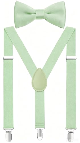 Image of Boys' Men's Suspenders and Bow Tie Set Elastic Adjustable