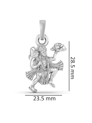 Akshat Sapphire Sterling Silver (92.5% purity) God Hanuman Pendant for Men & Women Pure Silver Lord Bajrang Bali Locket for Good Health & Wealth