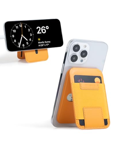 Cartera magnética Hera de cuero amarillo premium con bisagra reforzada