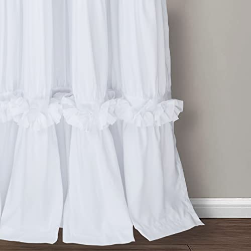 Forest Dance Ruffled Window Curtains With Blackout Liner, 2 Panels Boho Ruched Window Treatments With Butterfly Flowers, Rustic Rod Pocket Drapes For Bedroom, 54" W X 84" L, White (Eva) #TOP7