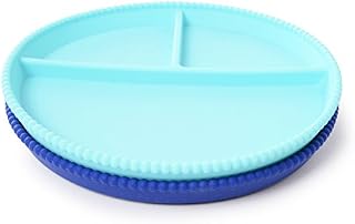 Chewbeads Silicone Divided Plates - Set of 2 - Non Slip Toddler and Baby Plates - Dishwasher, Microwave & Freezer Safe Silicone Plates for Baby - 100% Silicone, BPA Free & Phthalate Free